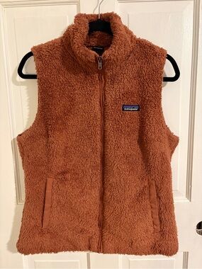 Patagonia Retro Pile Sherpa Fleece Vest Rust Orange Full Zip Pockets Size Large